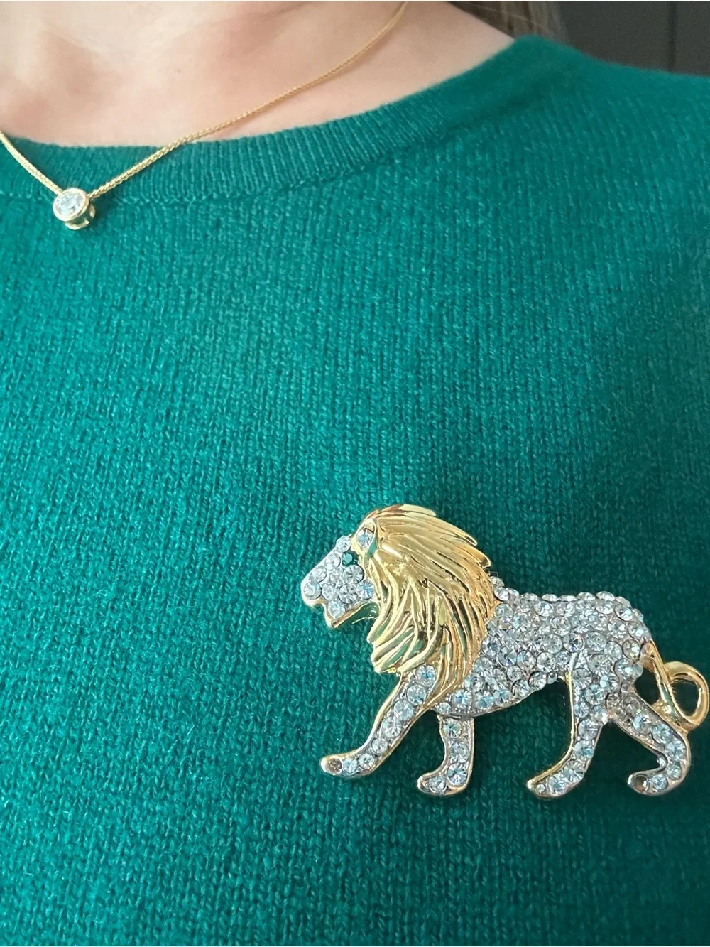 #VintageBrooch by Craft. Gold-toned beautiful Rhinestone Lion. Timeless Style!